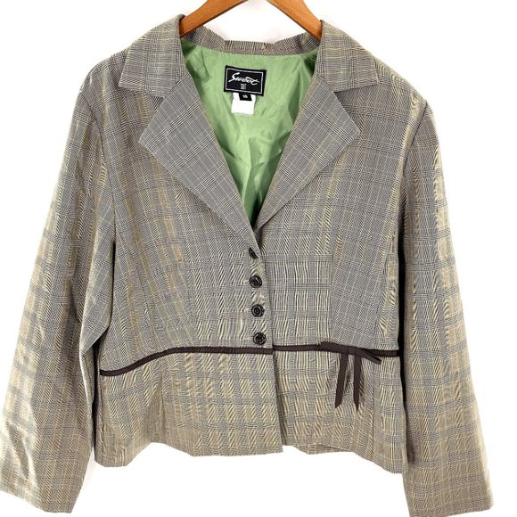 Sweet Suit Jackets & Blazers - Sweet Suit Blazer Size 16 Brown Tan Button Front Long Sleeve Career Business Cas